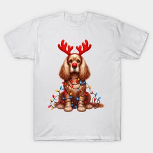 Christmas Red Nose Cocker Spaniel Dog T-Shirt